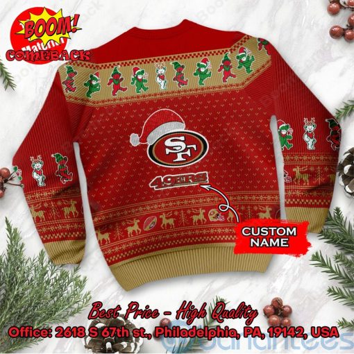San Francisco 49ers Grateful Dead Santa Hat Ugly Christmas Sweater