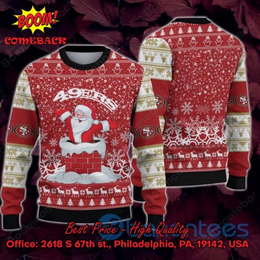 San Francisco 49ers Happy Santa Claus On Chimney Ugly Christmas Sweater