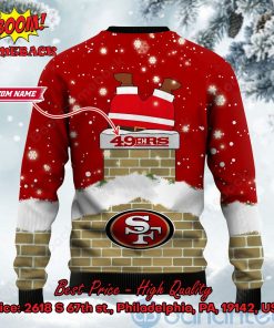 san francisco 49ers santa claus on chimney personalized name ugly christmas sweater 3 lq8Xz