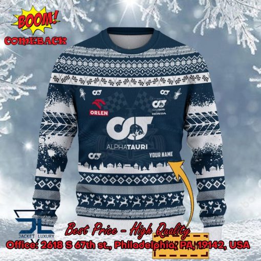 Scuderia AlphaTauri Personalized Name Ugly Christmas Sweater