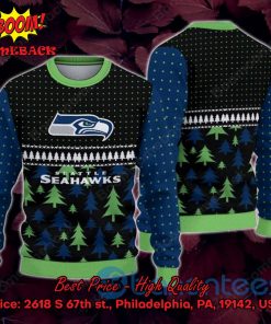 Seattle Seahawks Pine Trees Ugly Christmas Sweater