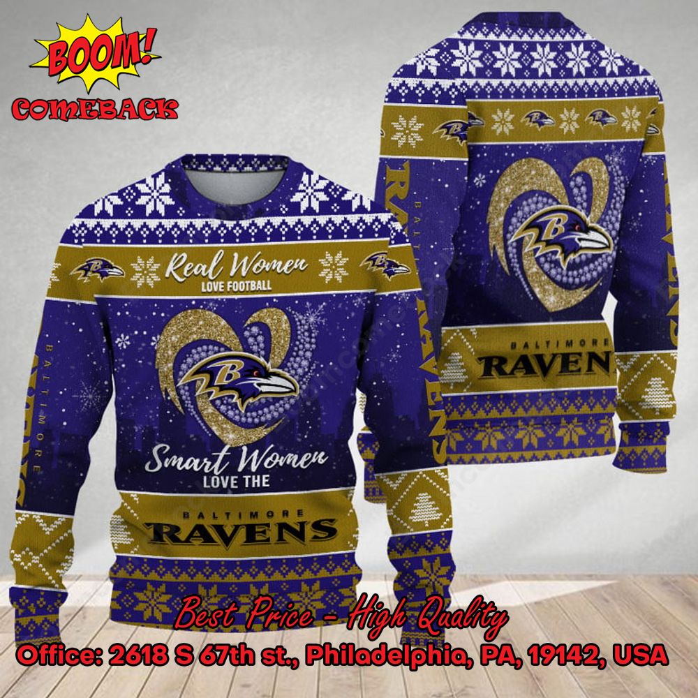 Smart Women Love The Baltimore Ravens Ugly Christmas Sweater