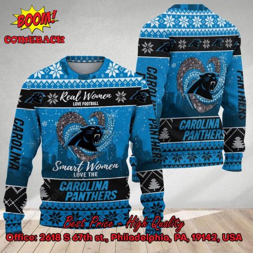 Smart Women Love The Carolina Panthers Ugly Christmas Sweater