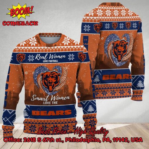 Smart Women Love The Chicago Bears Ugly Christmas Sweater