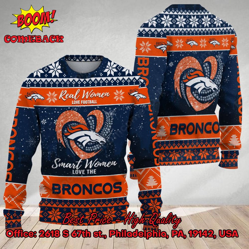 Smart Women Love The Denver Broncos Ugly Christmas Sweater