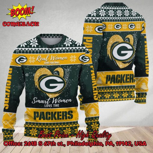 Smart Women Love The Green Bay Packers Ugly Christmas Sweater