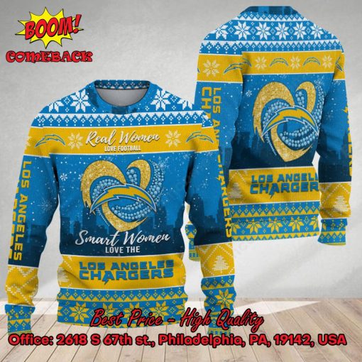 Smart Women Love The Los Angeles Chargers Ugly Christmas Sweater