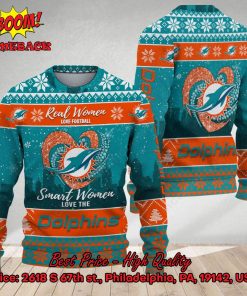 Smart Women Love The Miami Dolphins Ugly Christmas Sweater