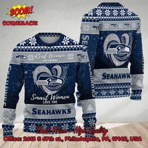 Smart Women Love The Seattle Seahawks Ugly Christmas Sweater