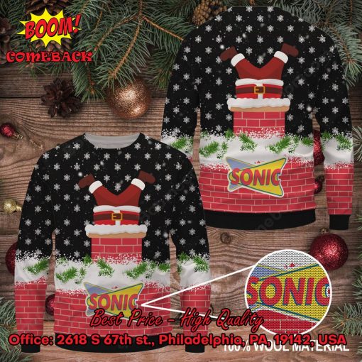 Sonic Drive-In Santa Claus On Chimney Ugly Christmas Sweater