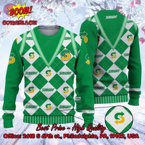 Subway Chessboard Ugly Christmas Sweater