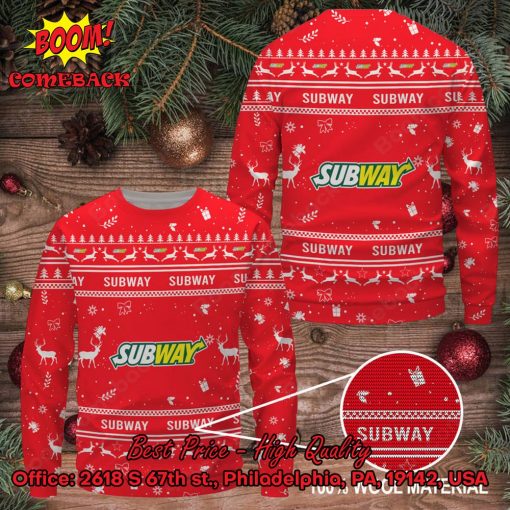 Subway Reindeer Ugly Christmas Sweater