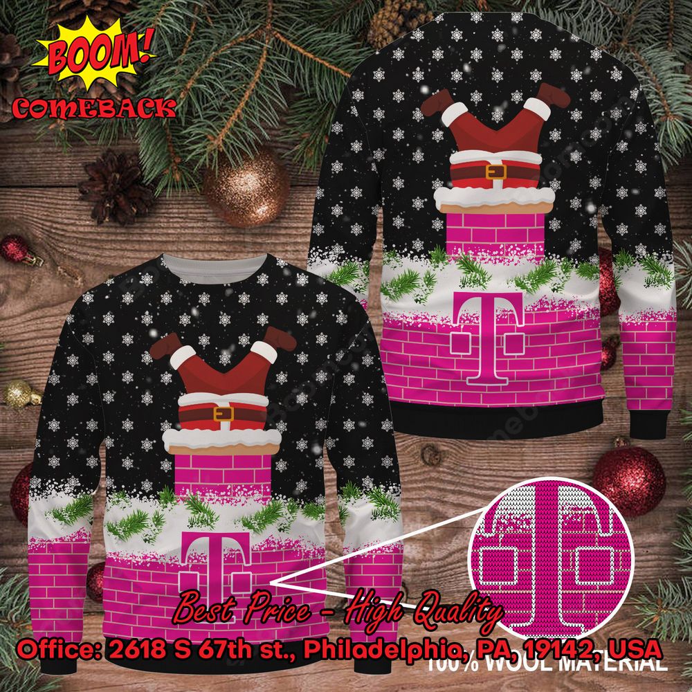 T-Mobile Santa Claus On Chimney Ugly Christmas Sweater