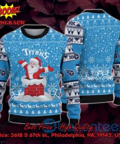 Tennessee Titans Happy Santa Claus On Chimney Ugly Christmas Sweater