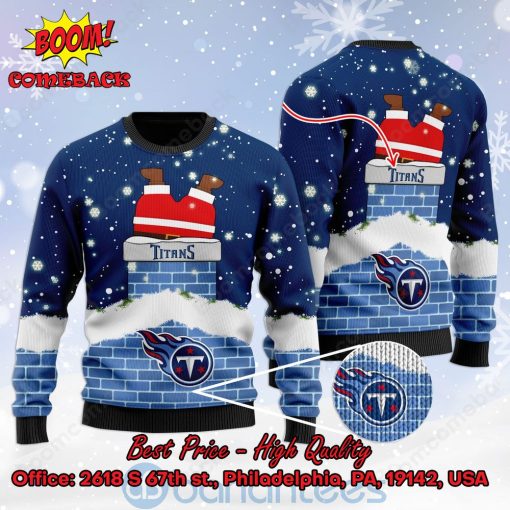 Tennessee Titans Santa Claus On Chimney Personalized Name Ugly Christmas Sweater