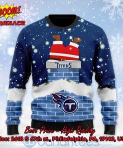 tennessee titans santa claus on chimney personalized name ugly christmas sweater 2 Uy1Cg