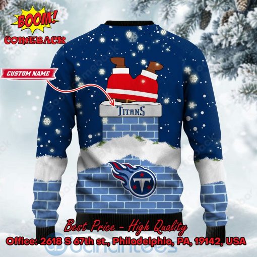 Tennessee Titans Santa Claus On Chimney Personalized Name Ugly Christmas Sweater