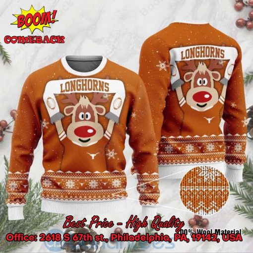Texas Longhorns Reindeer Ugly Christmas Sweater