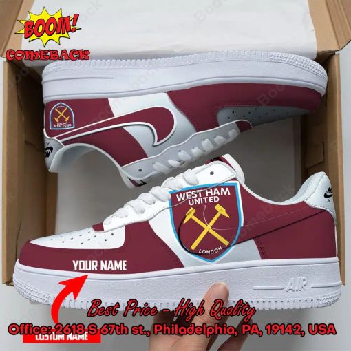 West Ham United FC Logo Personalized Name Nike Air Force Sneakers