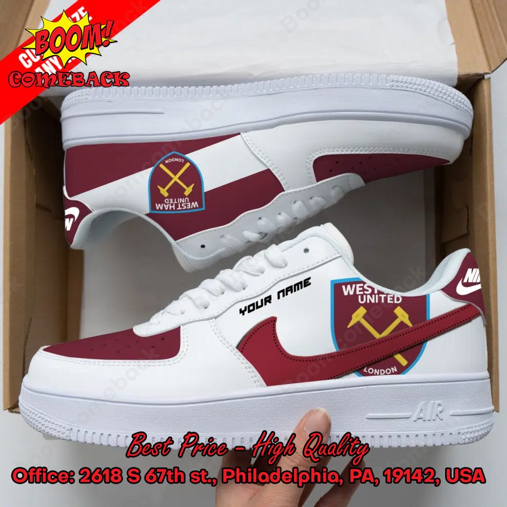 West Ham United FC Personalized Name Nike Air Force Sneakers