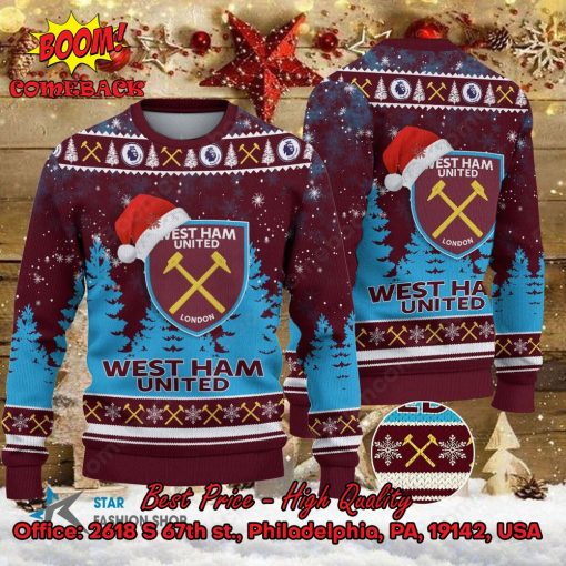 West Ham United Santa Hat Ugly Christmas Sweater