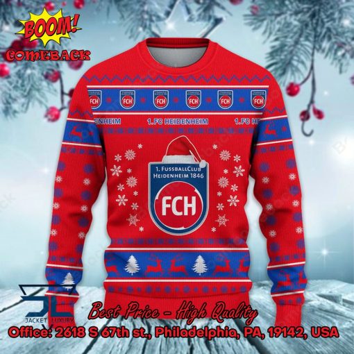 1. FC Heidenheim Logo Santa Hat Ugly Christmas Sweater