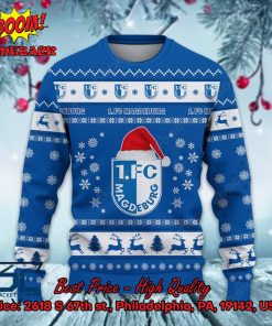 1. FC Magdeburg Logo Santa Hat Ugly Christmas Sweater