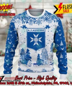 AJ Auxerre Big Logo Pine Trees Ugly Christmas Sweater