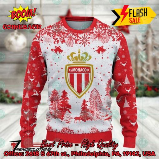 AS Monaco Big Logo Pine Trees Ugly Christmas Sweater