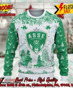 AS Saint-Etienne Big Logo Pine Trees Ugly Christmas Sweater
