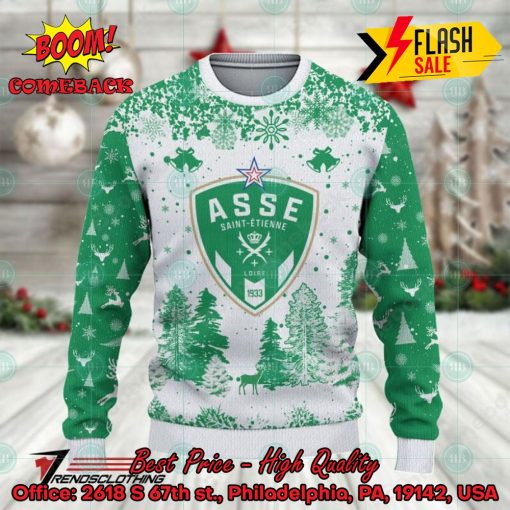 AS Saint-Etienne Big Logo Pine Trees Ugly Christmas Sweater