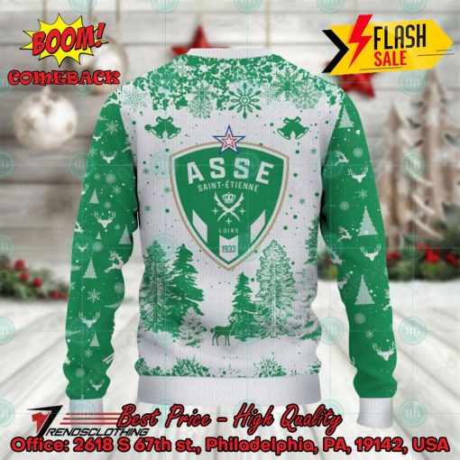 AS Saint-Etienne Big Logo Pine Trees Ugly Christmas Sweater