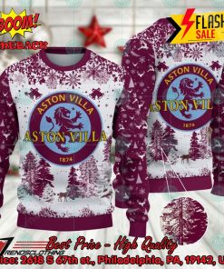 Aston Villa Big Logo Pine Trees Ugly Christmas Sweater