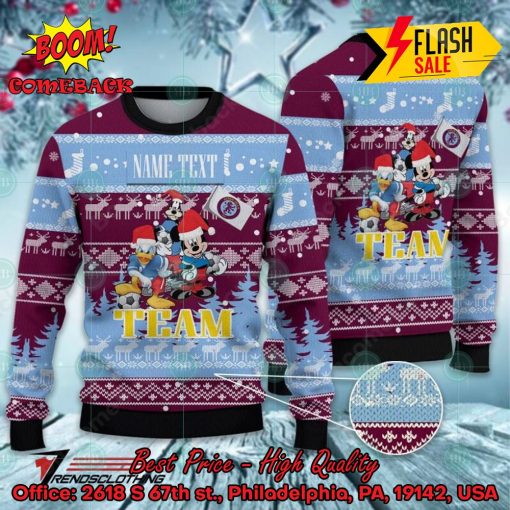 Aston Villa Disney Characters Personalized Name Ugly Christmas Sweater