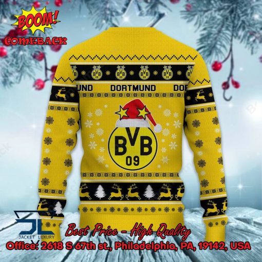 Borussia Dortmund Logo Santa Hat Ugly Christmas Sweater