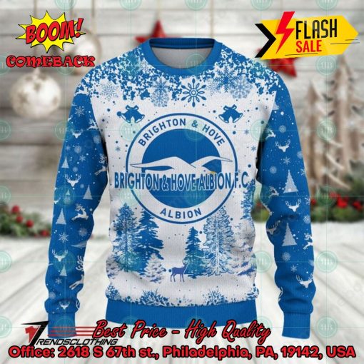 Brighton & Hove Albion Big Logo Pine Trees Ugly Christmas Sweater