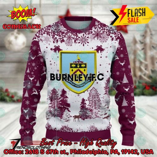 Burnley FC Big Logo Pine Trees Ugly Christmas Sweater