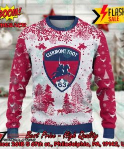 clermont foot auvergne 63 big logo pine trees ugly christmas sweater 2 8tBkG