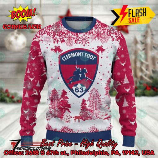 Clermont Foot Auvergne 63 Big Logo Pine Trees Ugly Christmas Sweater