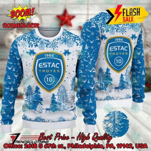 ESTAC Troyes Big Logo Pine Trees Ugly Christmas Sweater