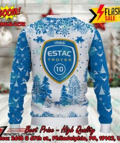 estac troyes big logo pine trees ugly christmas sweater 3 GpoEo