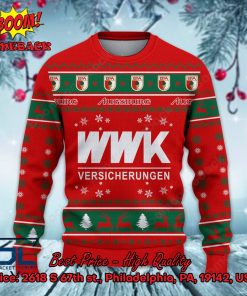 fc augsburg logo santa hat ugly christmas sweater 2 8Nz2T