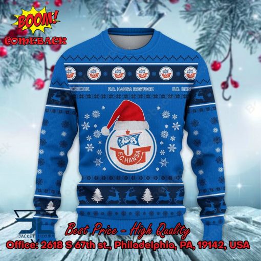 FC Hansa Rostock Logo Santa Hat Ugly Christmas Sweater