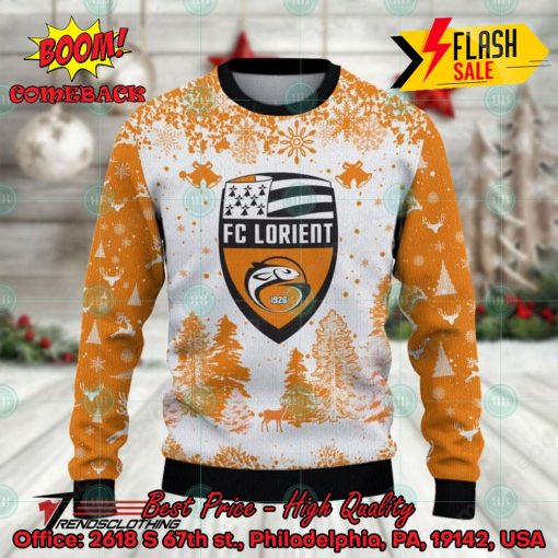 FC Lorient Big Logo Pine Trees Ugly Christmas Sweater