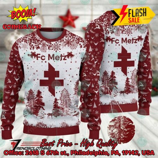 FC Metz Big Logo Pine Trees Ugly Christmas Sweater