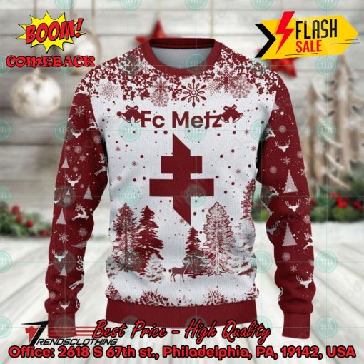 FC Metz Big Logo Pine Trees Ugly Christmas Sweater