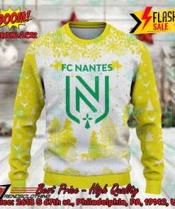 fc nantes big logo pine trees ugly christmas sweater 2 kMnwC