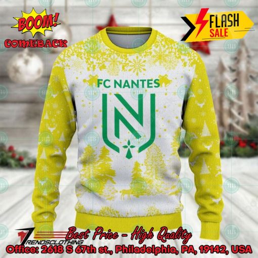 FC Nantes Big Logo Pine Trees Ugly Christmas Sweater