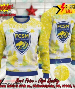FC Sochaux-Montbeliard Big Logo Pine Trees Ugly Christmas Sweater