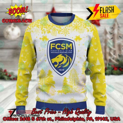 FC Sochaux-Montbeliard Big Logo Pine Trees Ugly Christmas Sweater